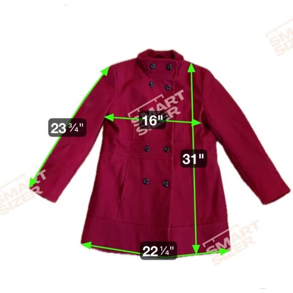 Tower By London Fog Coat Womens Lg Red Double Breasted Wool Blend Peacoat Lined - Picture 11 of 11